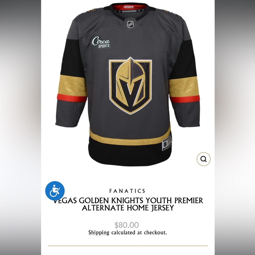 Like new! NHL Kids Vegas Golden Knights Jersey - Black and Gold